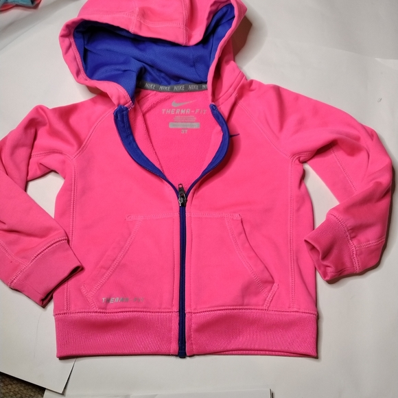 Nike therma fit girls pink zip hooded sweatshirt track jacket sz.3t - Picture 5 of 6